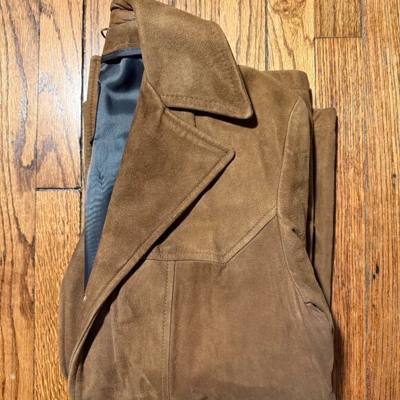 vintage cresco 70s leather suede coat 38 unisex boho romantic medium/large - Picture 3 of 7